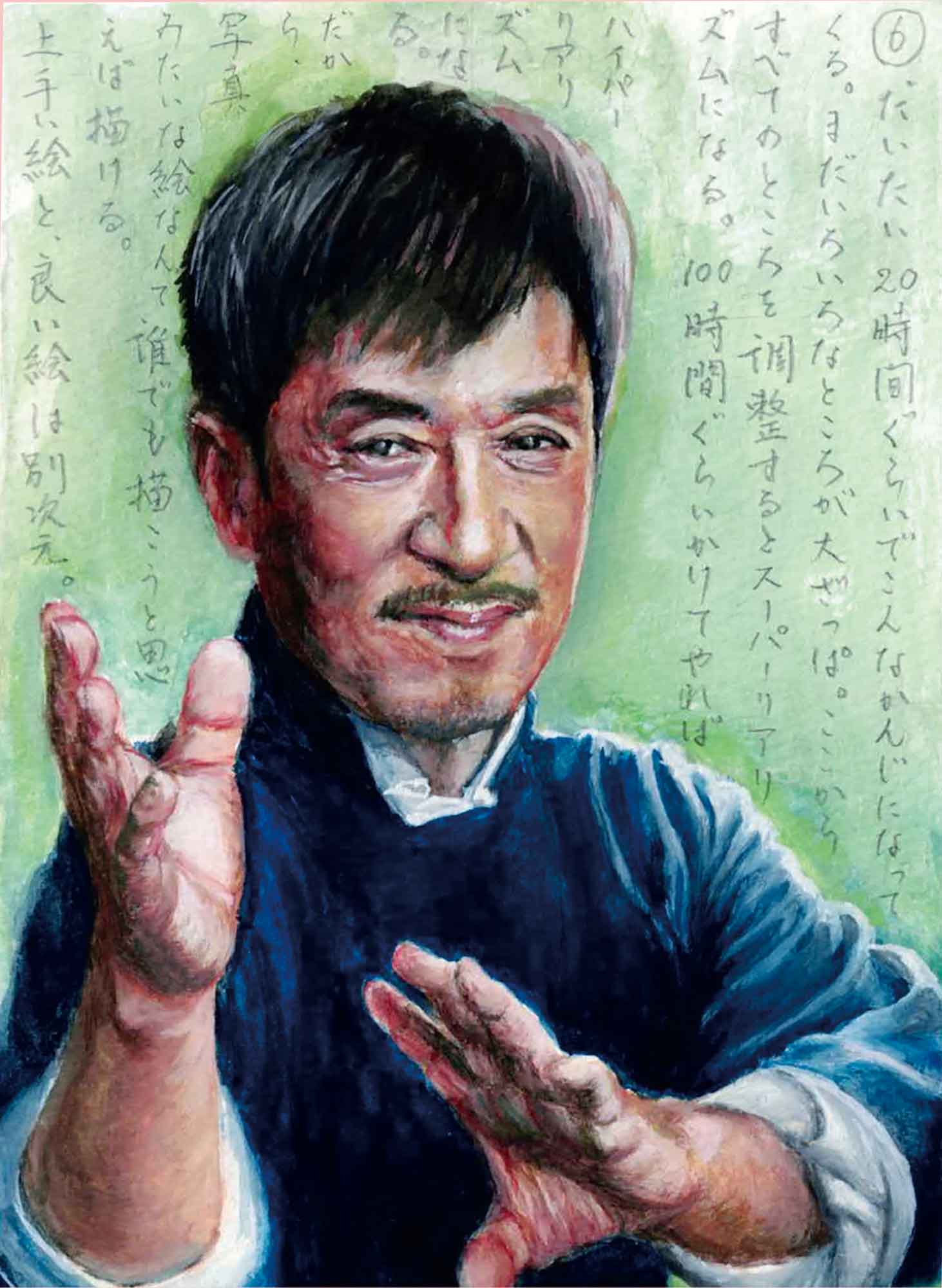⑥だいたい20時間ぐらいでこんなかんじになってくる。まだいろいろなところが大ざっぱ。ここからすべてのところを調整するとスーパーリアリズムになる。100時間ぐらいかけてやればハイパーリアリズムになる。だから、写真みたいな絵なんて誰でも描こうと思えば描ける。 上手い絵と、良い絵は別次元。